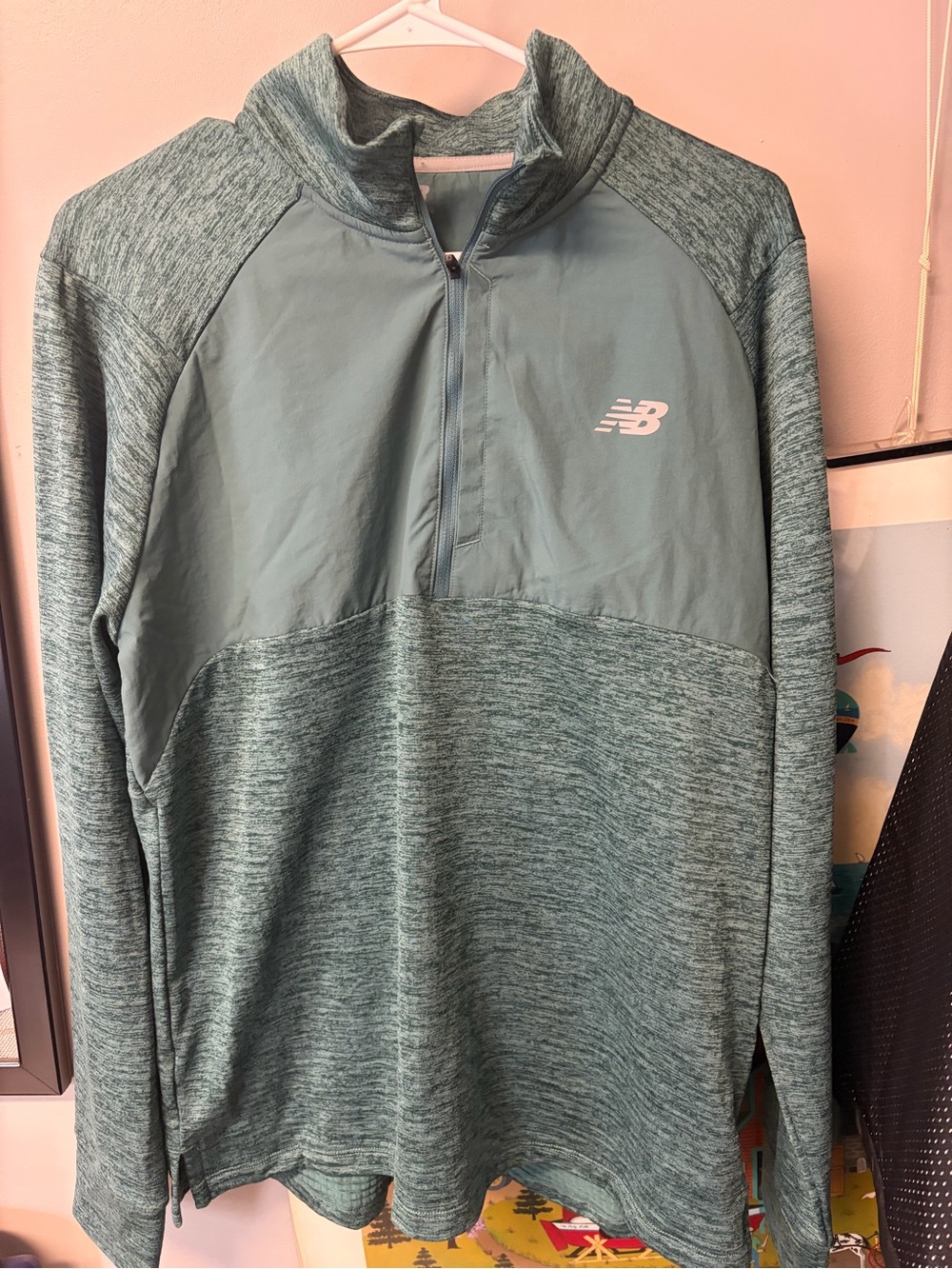 New Balance Men's Heather Teal Half-Zip Performance Pullover